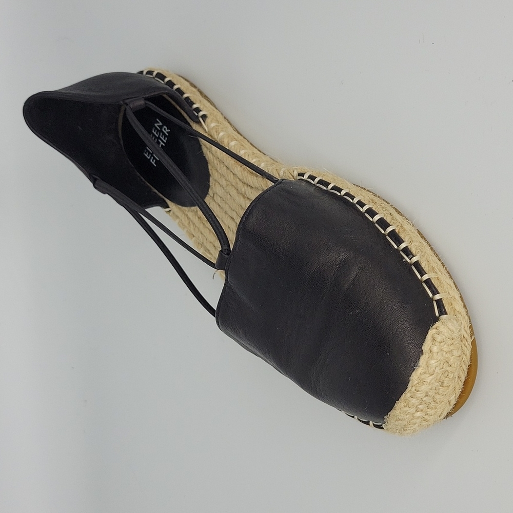 Eileen Fisher Lee Espadrille Flat Black Leather 8